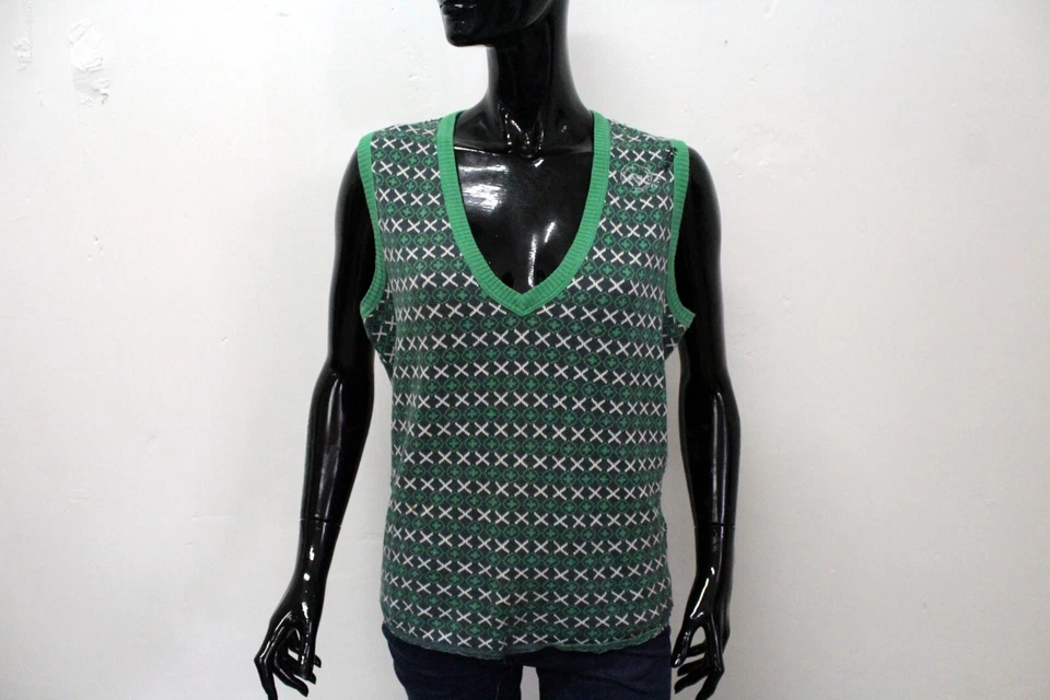 Женский свитер Diesel без рукавов размер M зеленый хлопок логотип пуловер - Изображение 4 из 4