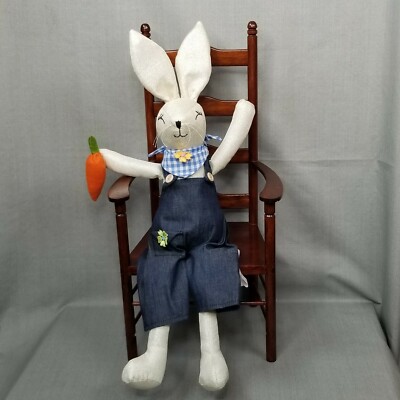 Jeffrey & James Holiday Decor Bunny with Carrot on Shelf Dangle Legs Dungarees
