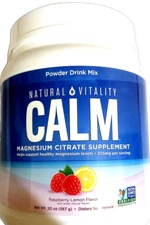 Natural Vitality Calm Magnesium Citrate Powder Raspberry/Lemon 20 Oz EXP 10/2027