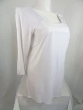 Modamix by Brandon Thomas Size 4X White 3/4 Sleeve Tunic w/ Faux Leather Trim