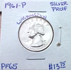 1961 PHILADELPHIA PROOF SILVER WASHINGTON QUARTER IN HIGH END PROOF CONDITION