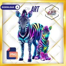 The RGB Zebra with a Playful Twist - Digital Download Clip Art #52