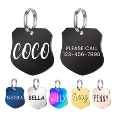 Custom Shield Dog Tag, Pet ID, Luggage Tag | Stainless Steel | 1-Yr Guarantee