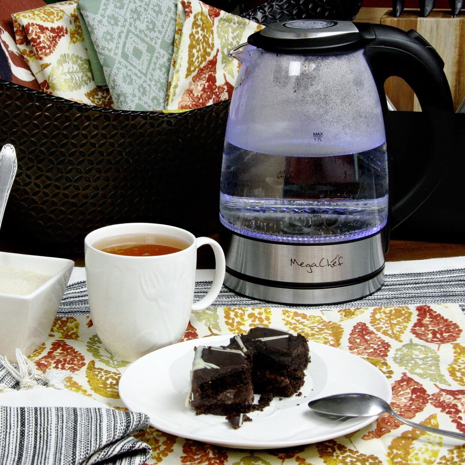 MegaChef 1.7Liter Glass & Stainless Steel Cordless Electric Kettle, Silver eBay