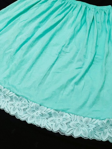 Women Cotton Underskirt Waist Skirt Half Slip Petticoat Skirt Light Green L Size - Picture 2 of 7
