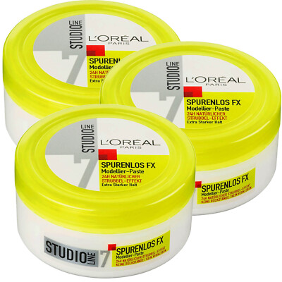 3x 75ml Loreal Paris Studio Line Spurenlos FX Modelier-Paste 24h Strubbel Effekt
