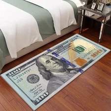 Money Runner Rug 100 Dollar Bill 19″ x 47″ Non Slip Home Floor Decor Carpet