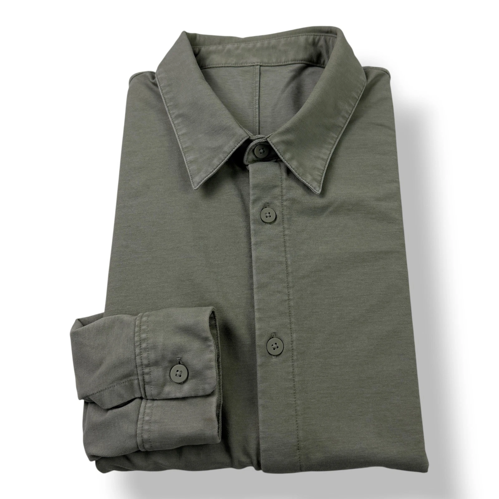Lululemon Mens Medium Sage Green Long Sleeve Button Down Performance Shirt 0275