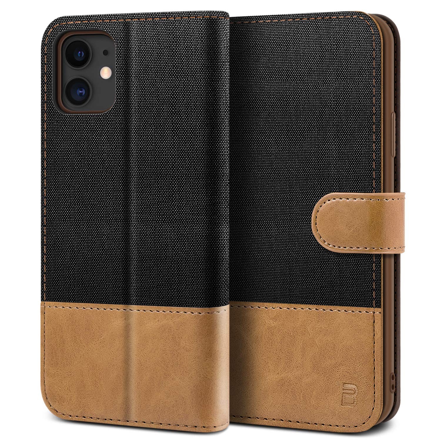Étui pour iPhone 11 housse en cuir de protection intégrale aux finitions cousues main