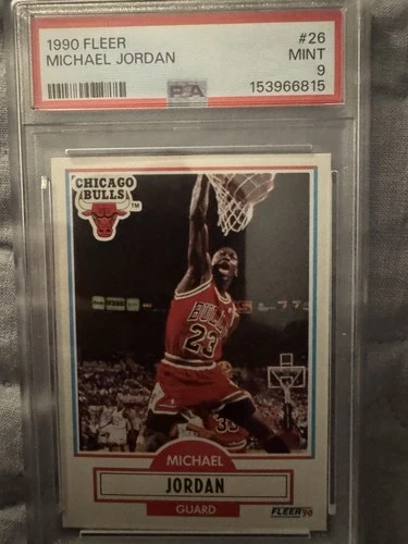 1990-91 Fleer - Michael Jordan #26 Black Line Above Biographical Info PSA 9