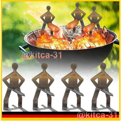 BBQ Stainless Steel Rack Roster Funny Guys Hot Dog Sausage Stand Holder Grill