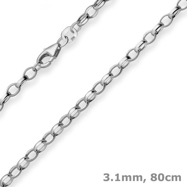3,1Mm Erbskette Silberkette Collier Halskette Aus 925 Silber Rhodiniert 80Cm-image