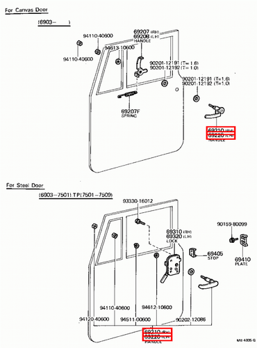 Genuine Toyota LandCruiser HJ47 HJ45 FJ45 FJ43 Front LH & RH Outside Door Handle - Picture 8 of 12