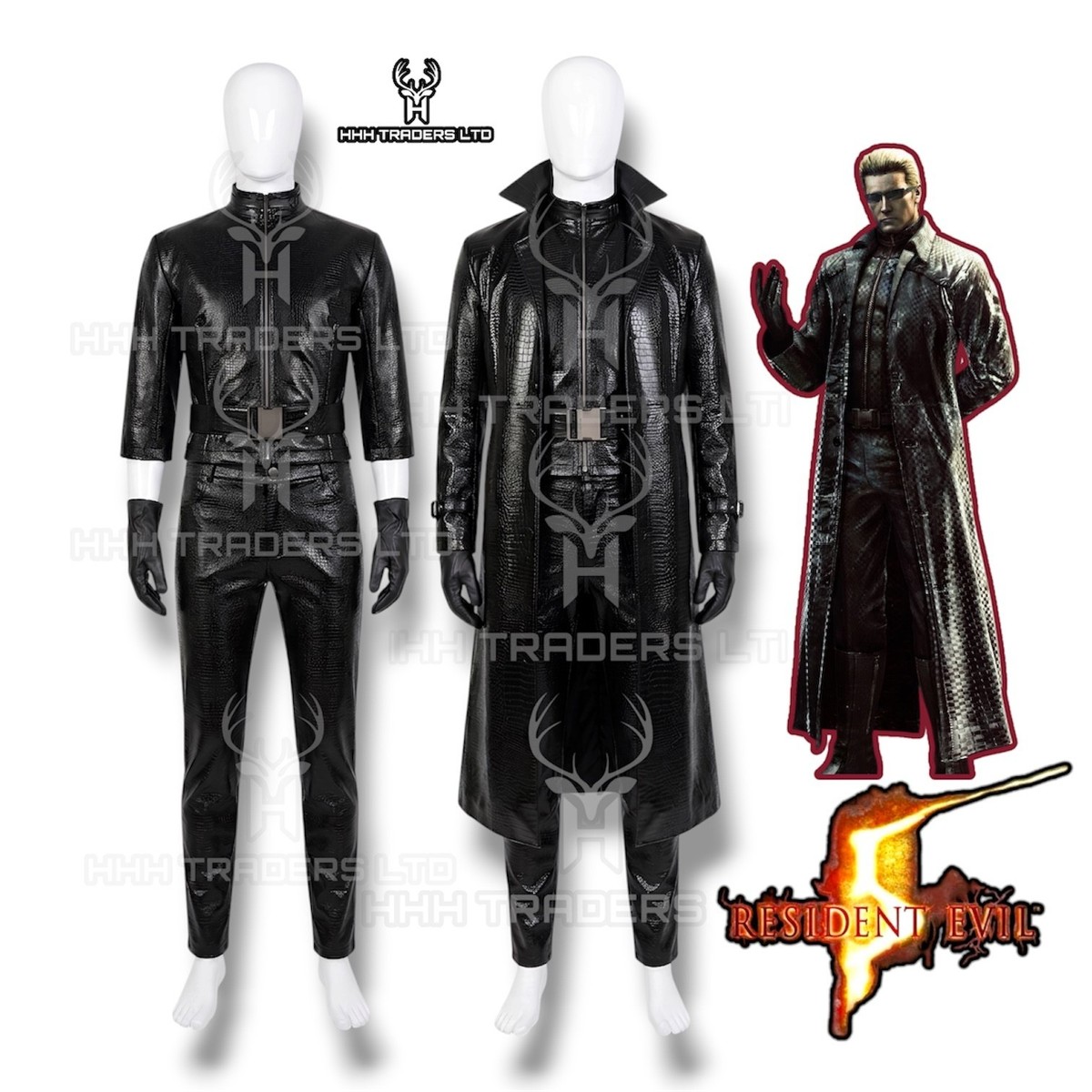 Albert Wesker Cosplay Full Set | Resident Evil 5 Leather Trench