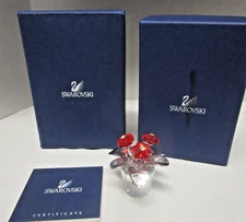 Swarovski Crystal VASE POT OF RED PRIMULA Flowers Figurine 718984 + Box + COA