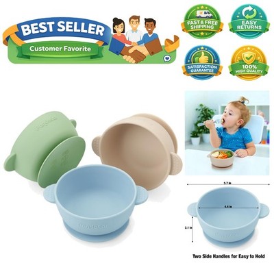 3 Pack Baby Bowls with Suction| Stay Put Silicone Food Bowl for Babies Kids T...