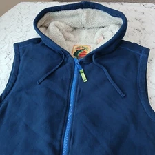 Tommy Bahama Vest Relax Mens XL Blue Sherpa Lined Hooded Full Zip Marlin Logo