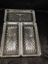Vintage Clear Glass Starburst Prescut Butter Relish Dish Set of 3