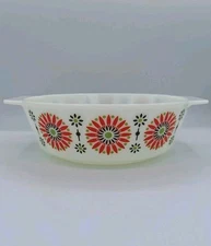 Rare Vintage JAJ Pyrex Red Iris Medallion #513 Casserole Dish NO LID England
