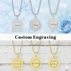 Free Customise Engraved Rotatable Pendant Necklace Stainless Steel Personalized