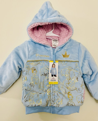 Disney Princess Jacket Full Zip Plush Hoodie 4T Blue (tag says size - Main Image