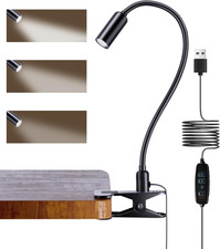 Led Desk Lamp with Clamp - 10 Brightness Levels, 12" Flexible Gooseneck,Eye Prot
