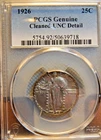 1926 STANDING LIBERTY QUARTER PCGS GENUINE CLEANED AU DETAIL