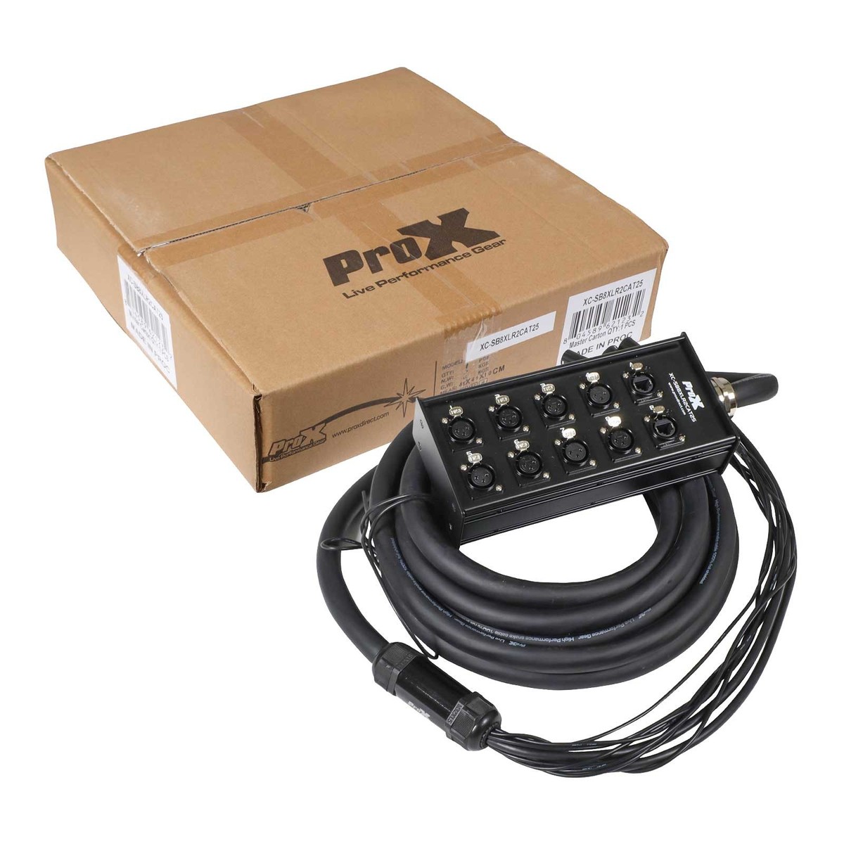 ProX XC-SB8XLR2CAT25 25 FT XLR Stage Recording Extension Box Snake