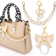3Pcs Bag Charms for Handbags Purses, Cute Keychains for Women, Pearl Chain Ba...