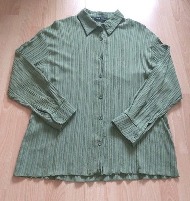 Bluse Hemdbluse SHEIN Langarm Oberteil Damen Tunika Gr. L Grün Top 