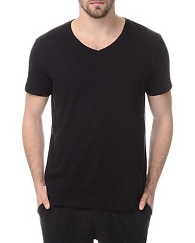 ATM Anthony Thomas Melillo Slub Slim Fit V Neck Tee Mens M Black Short Sleeves 8890₽