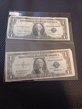 Lot of 2 1935 $1 Silver Certificate Notes Series E and Series F One Dollar
