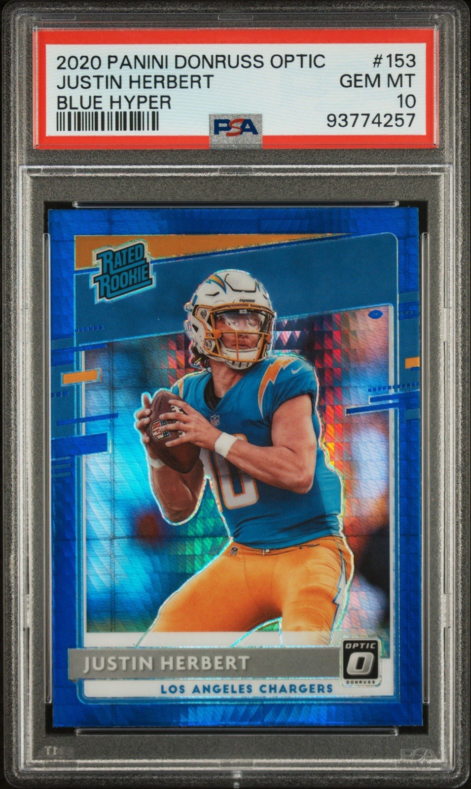 Justin Herbert Panini Donruss Optic #153 Blue Hyper