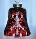 Waterford Ruby Red Cut to Clear Snow Crystals Bell Ornament No Box No Ribbon