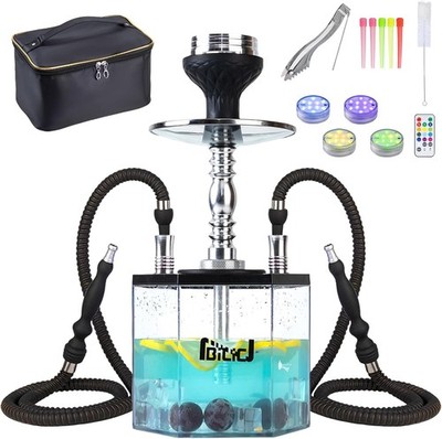 2 Hose Large Hookah Set   Premium Acrylic Shisha Hookah with Everything , Lar...