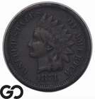 1874 Indian Head Cent Penny, Key Date, VF++