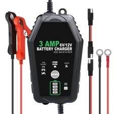 3 AMP Battery Charger, 6V/12V Smart Car Battery Charger, Trickle Charger Lithium