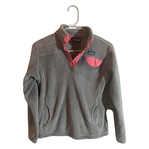 Patagonia Fleece Sweater Snap Pullover Gray and Coral Girl's Size L (12) - Picture 3 of 11