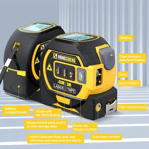 Laser Tape Measure 3 In 1 Digital Tape Measure High Precision Laser Rangefinder - Picture 5 of 9
