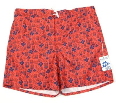 Monument Board & Swim Company Red & Blue Floral Brief Lined Swim Trunks Mens NWT