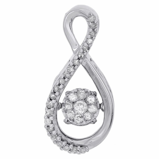 10K White Gold Dancing Diamond Infinity Pendant Ladies ...