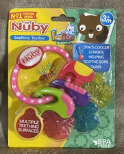 Nûby IcyBite Keys Soothing Teether Multiple Teething Surfaces 3+m BPA Free NIP