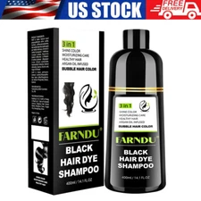 400ml Instant 3in1 Black Hair Dye Shampoo Permanent Natural DYE Color US Seller