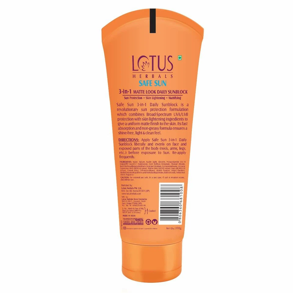 Lotus Herbals Safe Sun 3-In-1 Matte Look Daily Sunblock SPF-40 100g - Image 2 of 4
