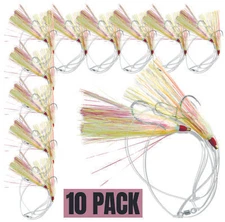 UMT 10 Pack Chartreuse Fluke Flounder Killer Hi-Lo Rig 3/0 BKK Hook 30lb Mono 2f