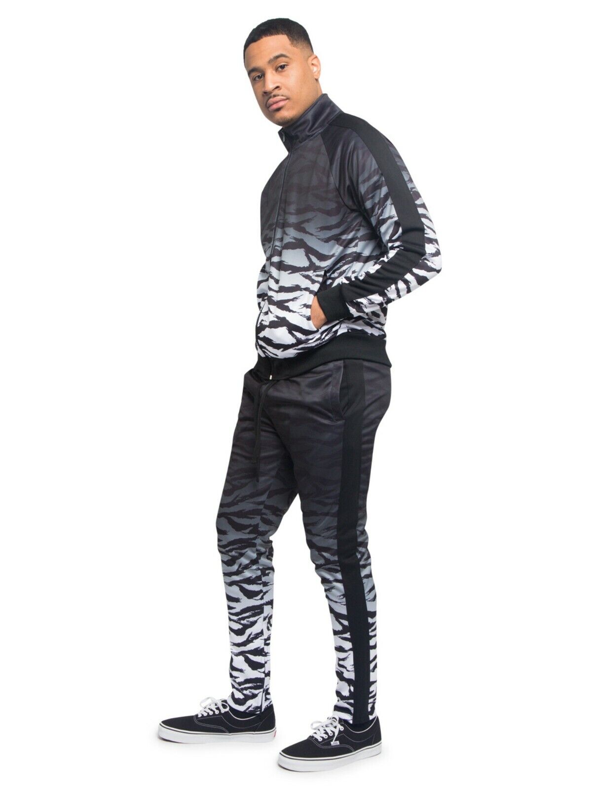 Men's Gradient Tiger Track Suits 2 Piece Pant&Jacket Sweatsuit Set ...