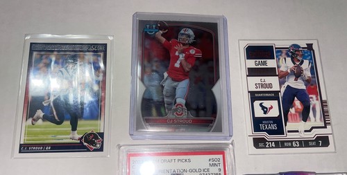 CJ STROUD 2023 PRIZM DRAFT PICKS GOLD ICE RC PSA 9 BIG TIME RELIC /399 LOT 6 - Picture 5 of 8