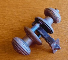 Antique Fancy Prouty's Door Set, Plates, Push Button Knobs, Gilbert Lock - 1882