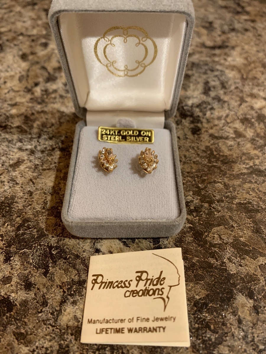 Vintage Princess Pride Creations Gold On Sterling Silver Earrings