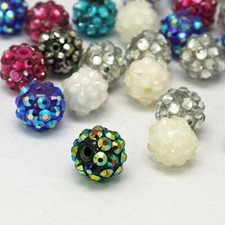 15 Assorted Color Beads Acrylic Rhinestone Resin Balls 12mm - BD170